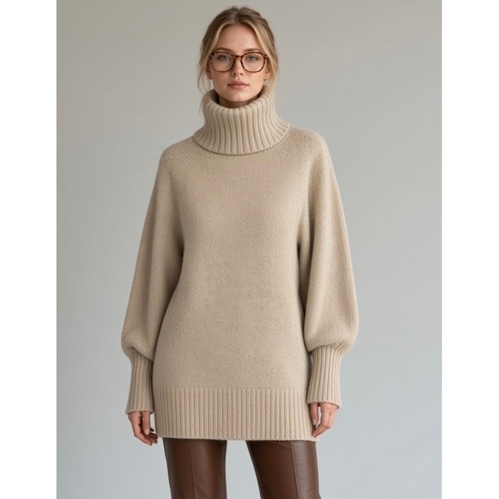 I.B. Diffusion Silk & Angora Wool Blend Turtleneck Knit Sweater Size Large Knit